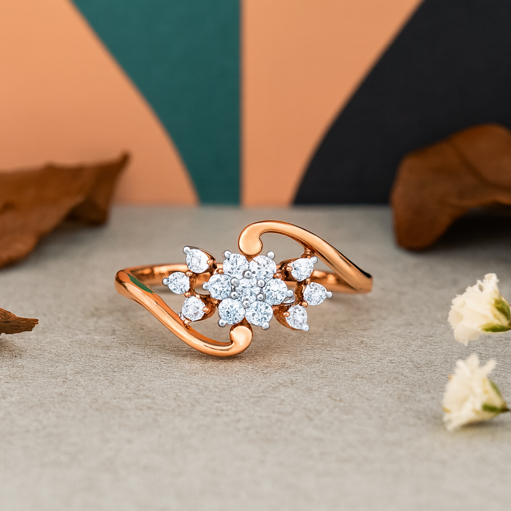 Floral Radiance Diamond Ring In 14K Gold : ALR01371