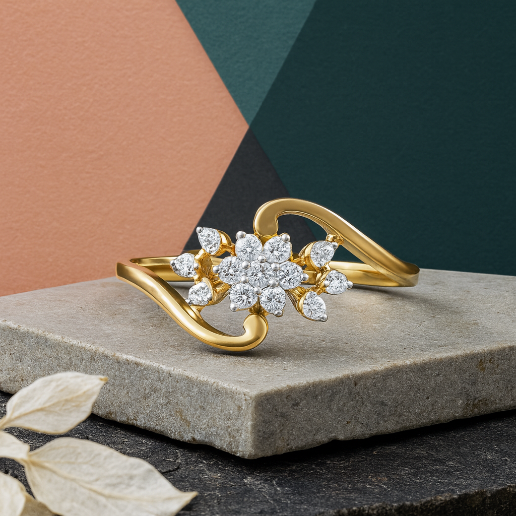Floral Radiance Diamond Ring In 14K Gold : ALR01371