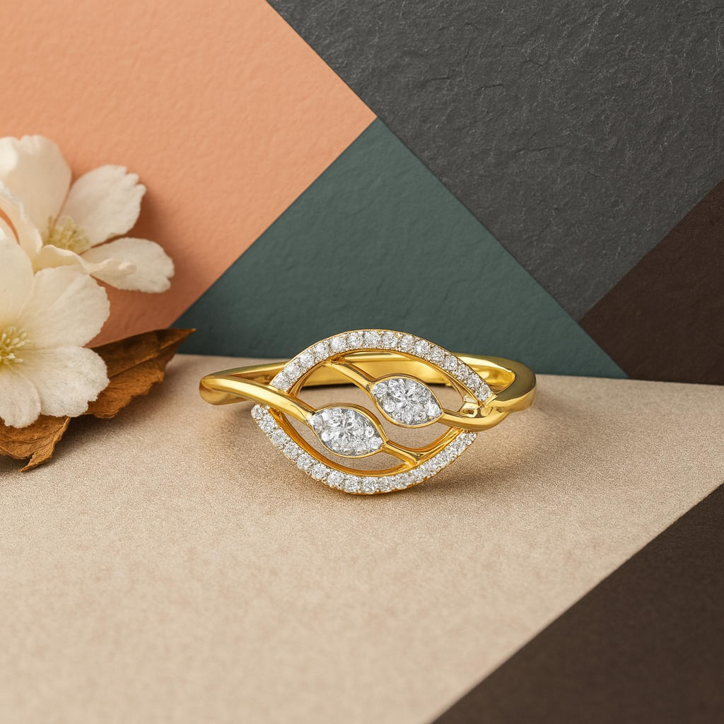 Leaf Glow Diamond Ring In 14K Gold : ALR01540