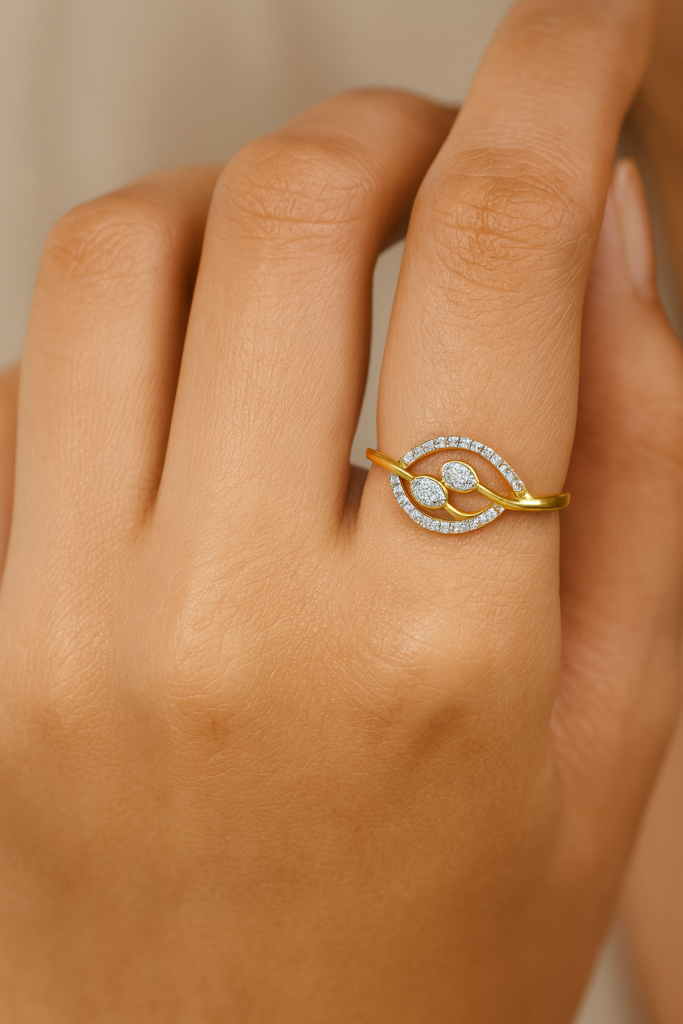 Leaf Glow Diamond Ring In 14K Gold : ALR01540