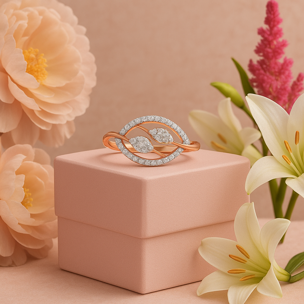 Leaf Glow Diamond Ring In 14K Gold : ALR01540