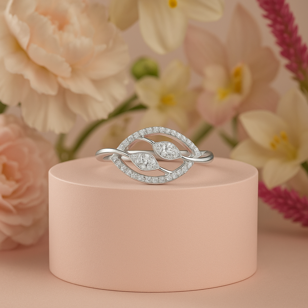 Leaf Glow Diamond Ring In 14K Gold : ALR01540
