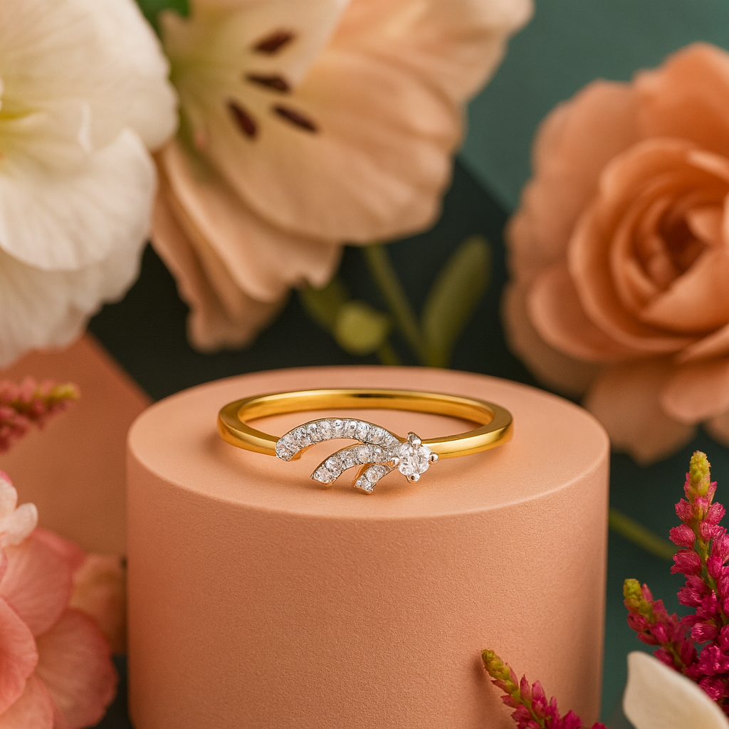 Feather Glow Diamond Ring In 14K Gold : ALR00214