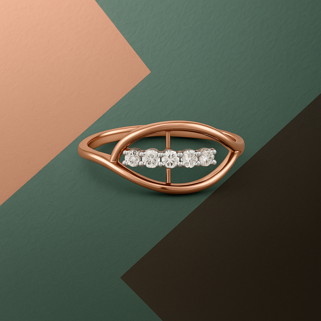 Golden Horizon Diamond Ring In 14K Gold : ALR00698