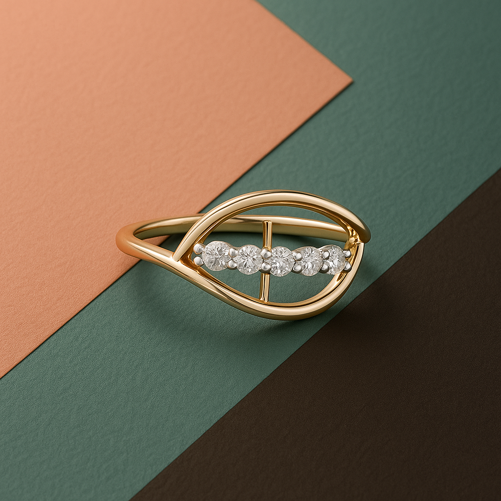 Golden Horizon Diamond Ring In 14K Gold : ALR00698