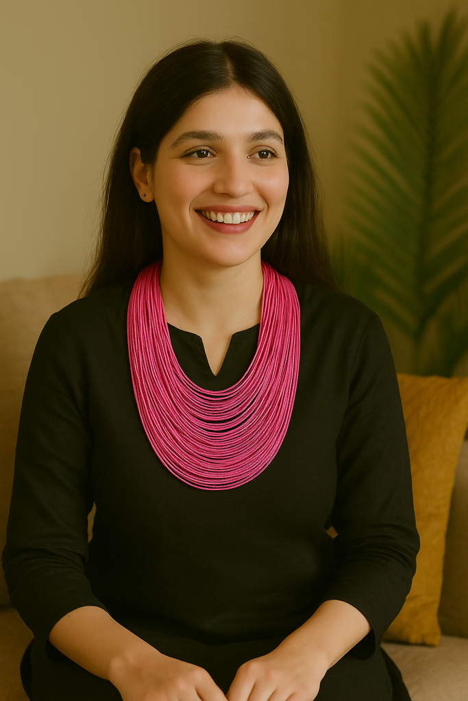 Fuchsia Handmade Silk Threads Multi-Layer Statement African Choker Necklace : ALT-JEW-RWT-146