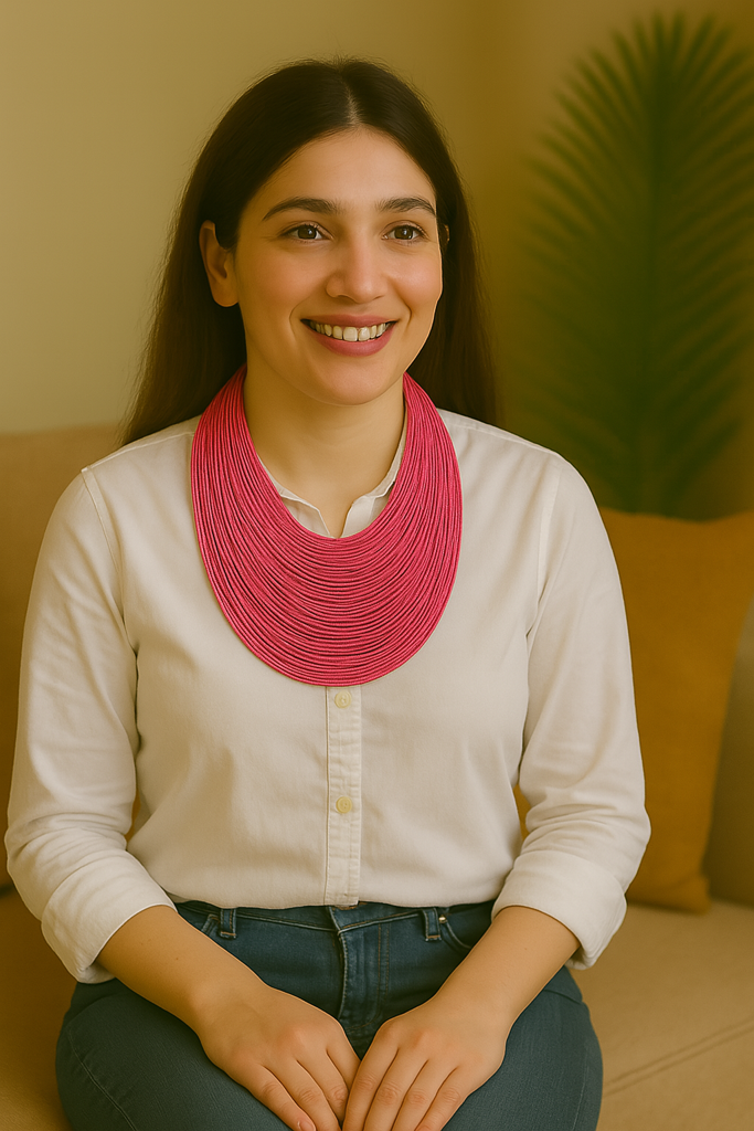 Fuchsia Handmade Silk Threads Multi-Layer Statement African Choker Necklace : ALT-JEW-RWT-146