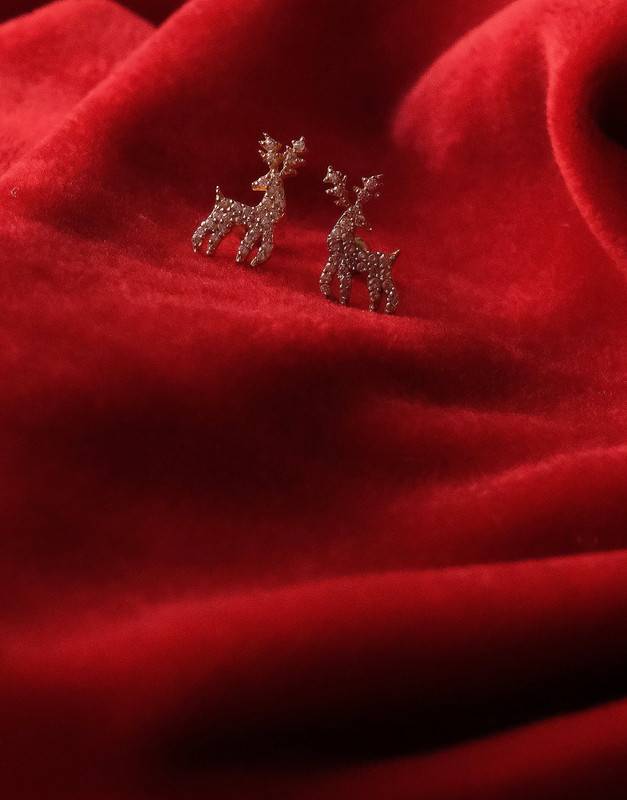 Reindeer Stud Earrings In Sterling Silver With Gold Vermeil Â Elegant Christmas Jewelry Gift : ReindeerStuds