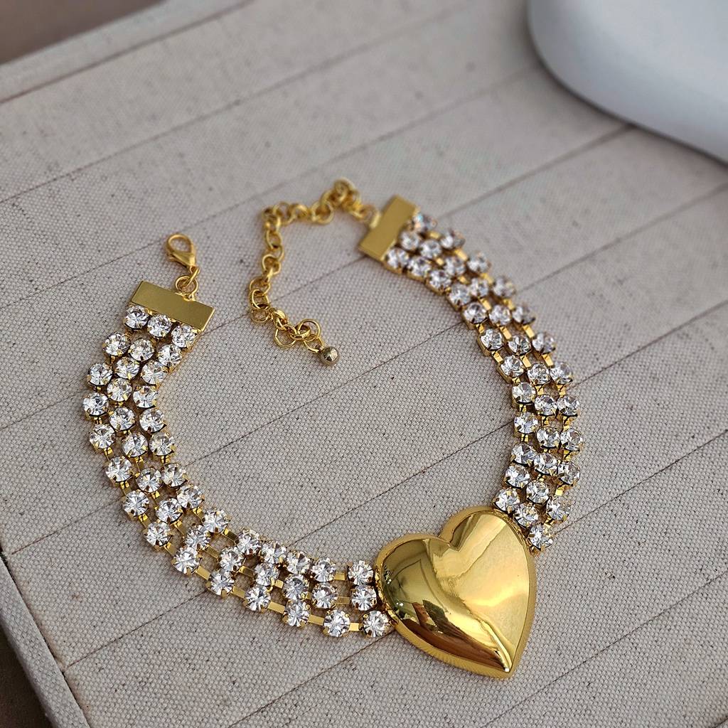 Chunky Heart Choker Necklace : TAA-9818878509334-NECKLACE