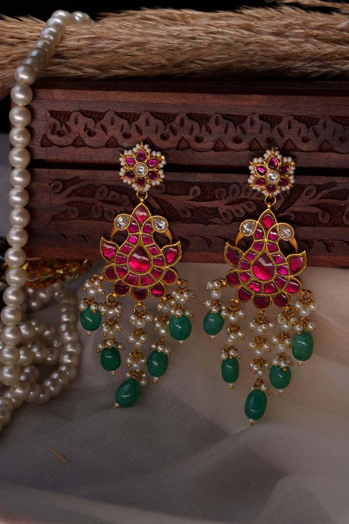 Morni Ruby Kundan Embellished Earrings : AN-711