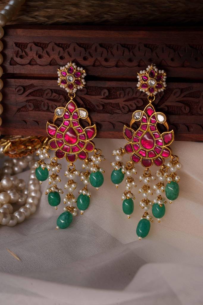 Morni Ruby Kundan Embellished Earrings Morni Ruby Kundan