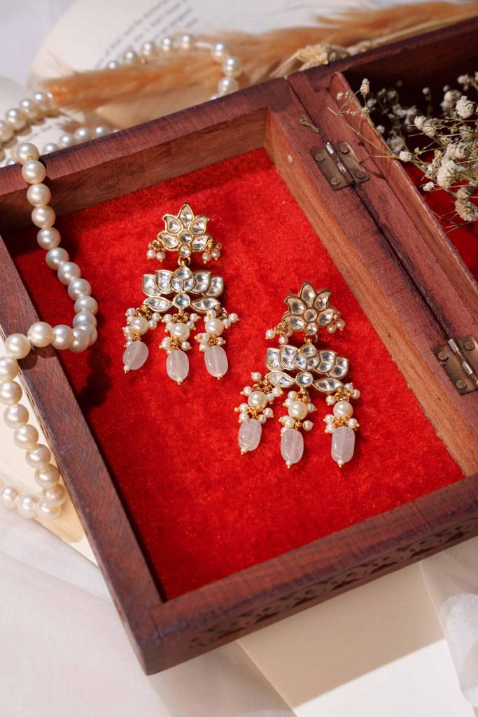 Kamal White Kundan Embellished Earrings Kamal White Kundan