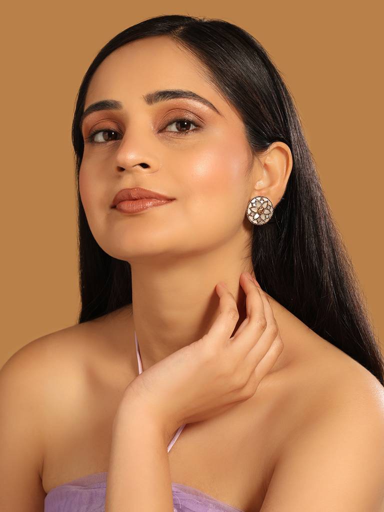 22K Gold Plated Luxe Glow Mop Studs : YI24A0341E