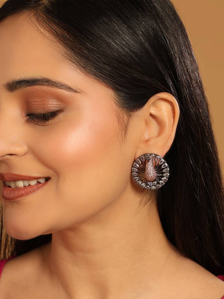 Diamond Peacock Elegance Earrings : YI24A0419E