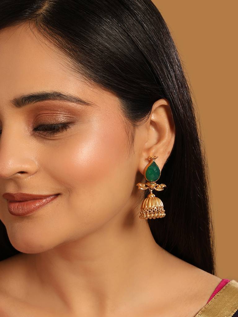 22K Gold Plated Emerald Grace Earrings : YI24A0369E