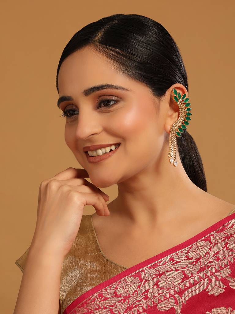 22K Gold Plated Turquoise Falls Earcuffs : YI24A0352E