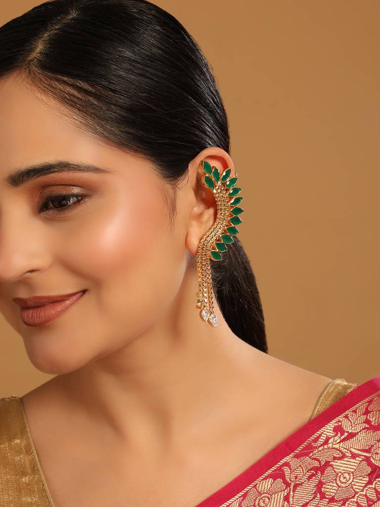 22K Gold Plated Turquoise Falls Earcuffs : YI24A0352E