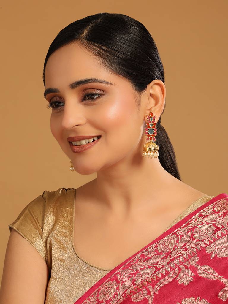 22K Gold Plated Enamelling Cascade Earrings : YI24A0351E