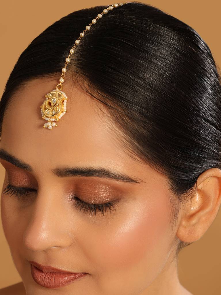 22K Gold Plated Golden Grace Dainty Maang Tikka : YI24A0424H