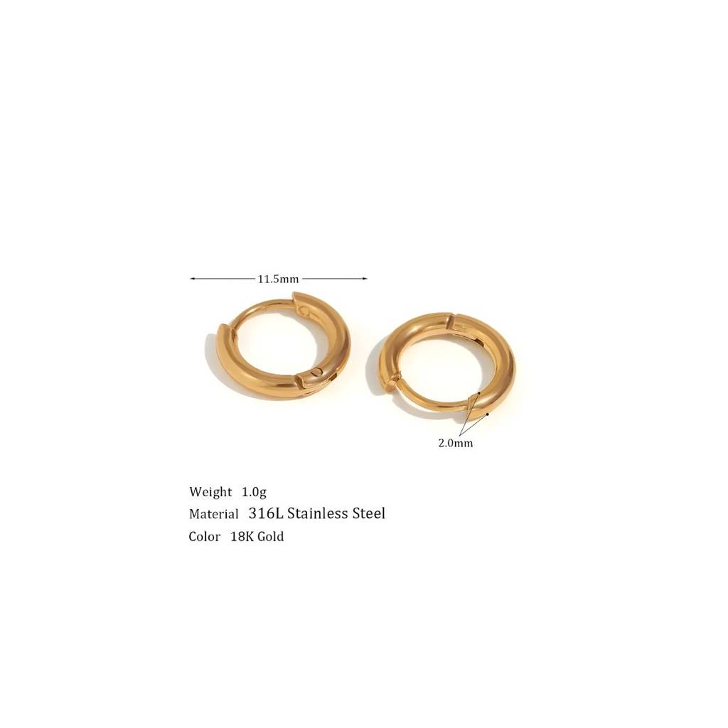 18Kt Gold Plated Minimal Round Hoops, Sudha : INSUDHA-12