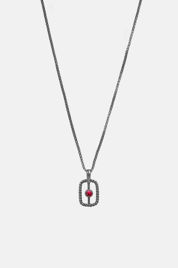 925 Silver Chain With Strength Garnet Pendant Plated 18 Inch : TSNP-STR-18-BRS_GARN-10008