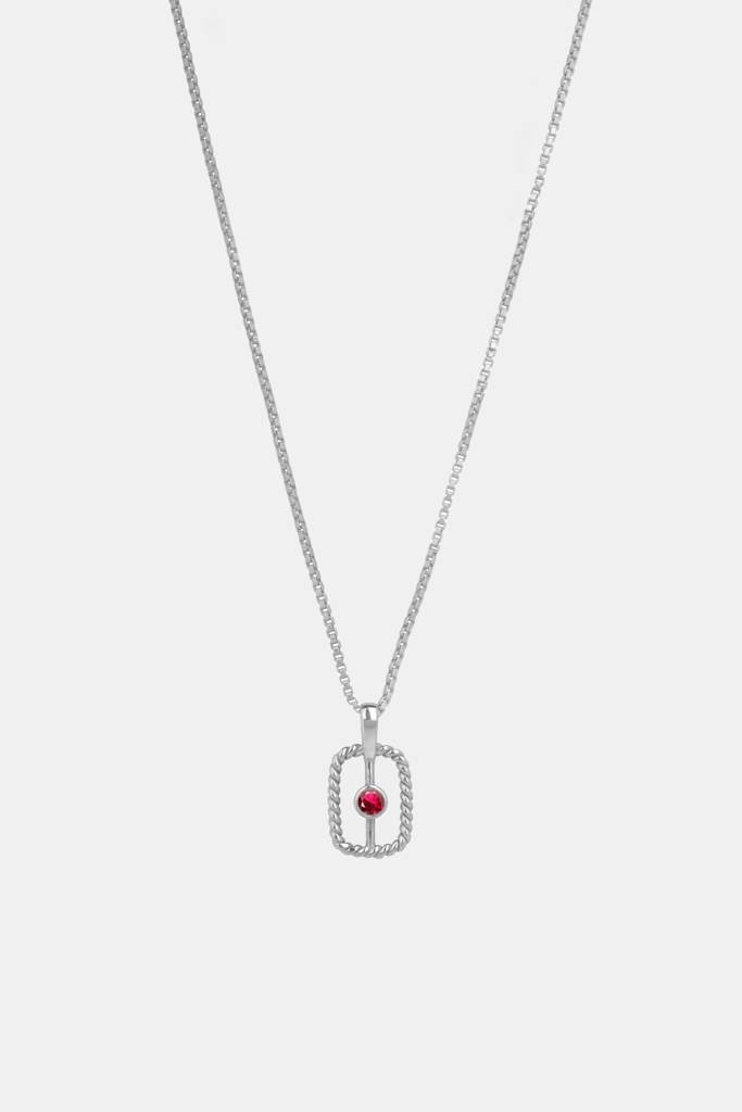 925 Silver Chain With Strength Garnet Pendant Plated 18 Inch : TSNP-STR-18-WRS_GARN-10009