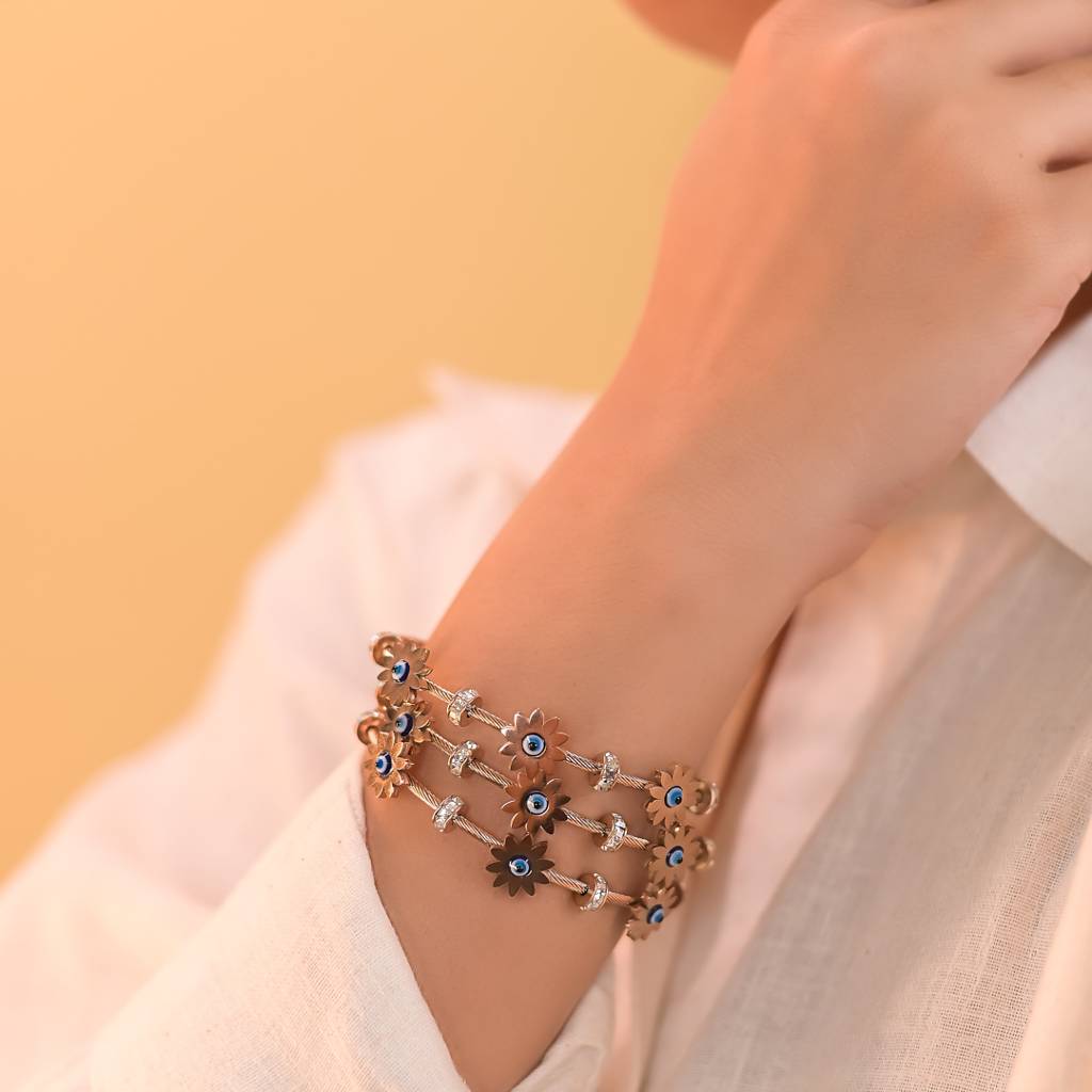 Flower Evil Eye Bangle : BG175