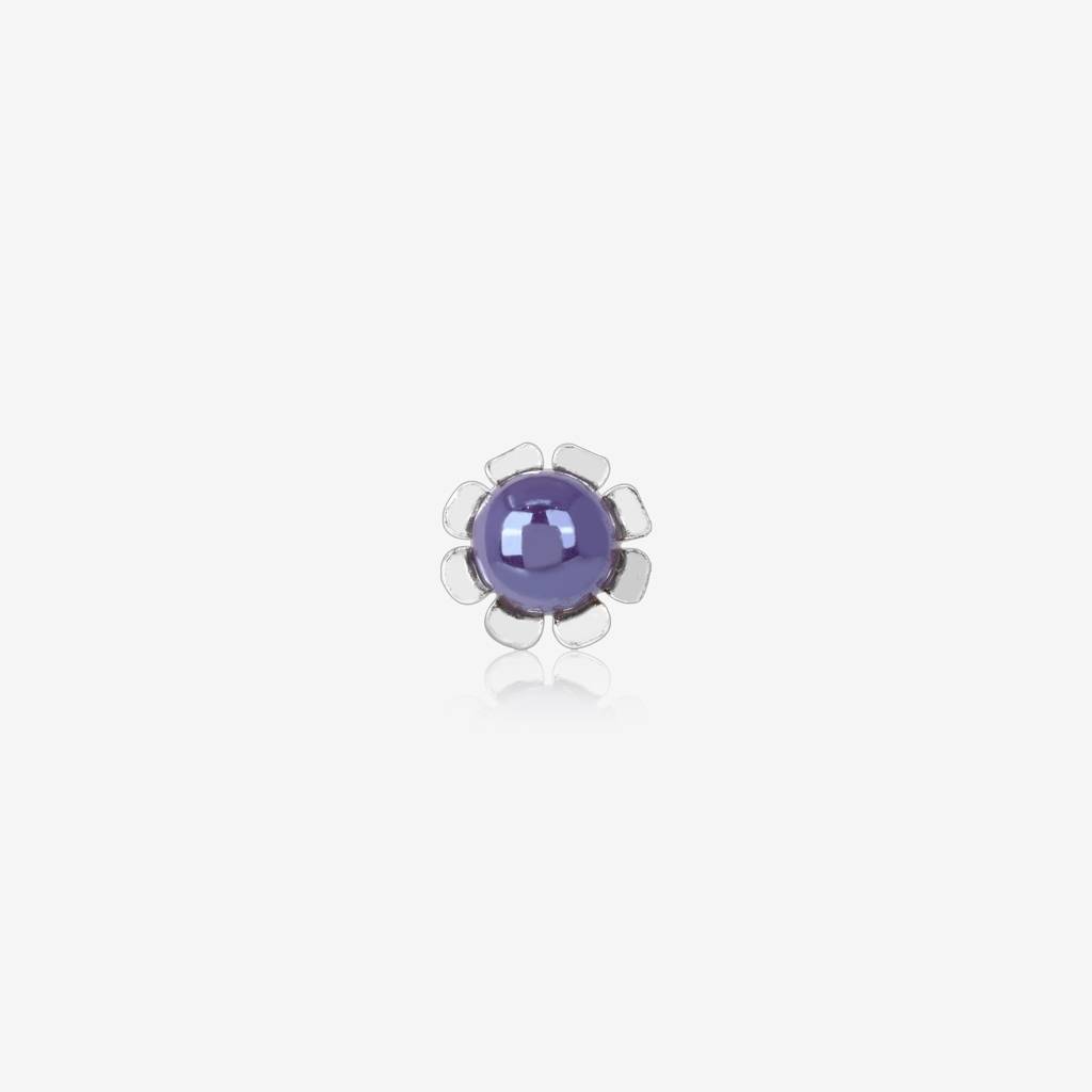 Silver Flowy Circular Purple Nose Pin : KNP171