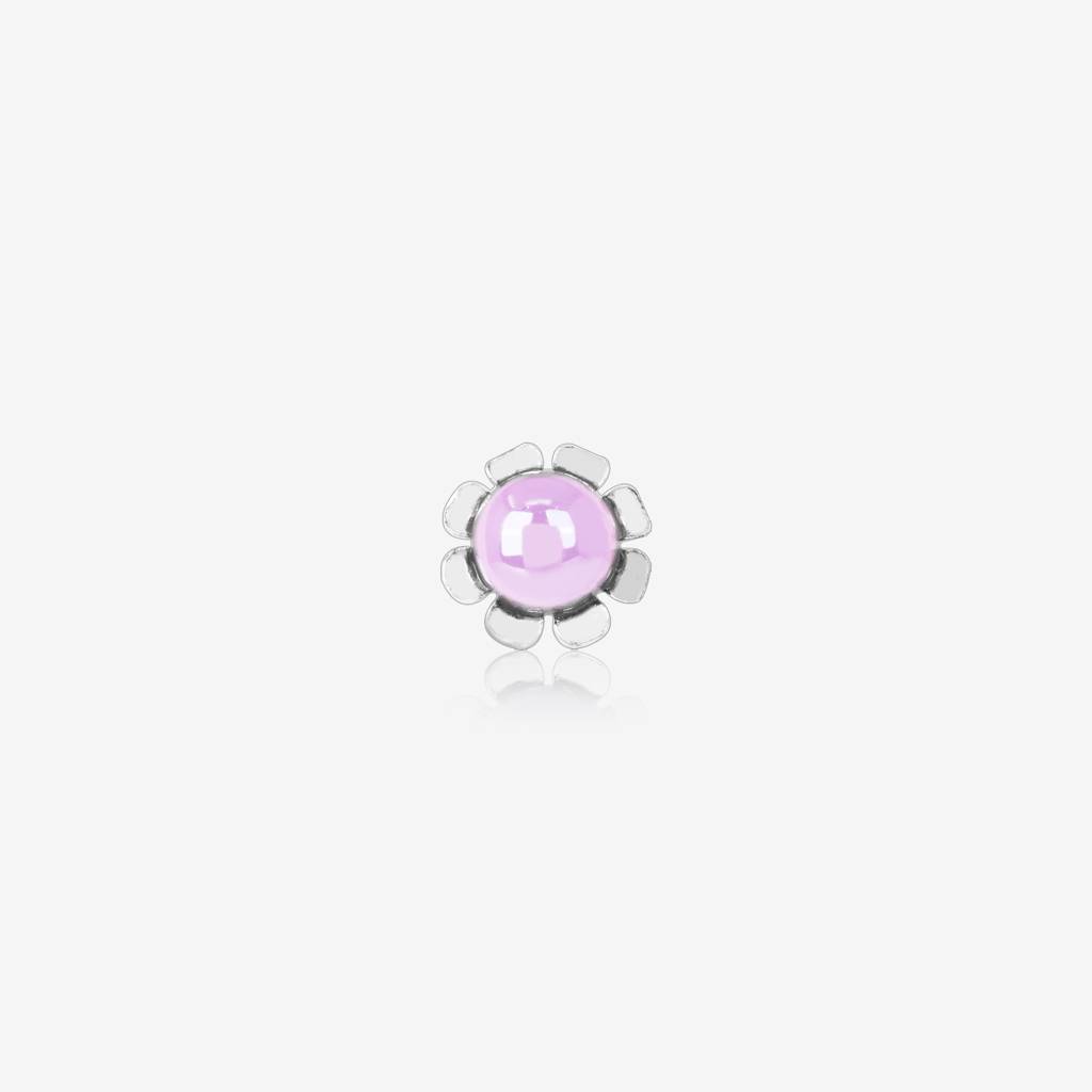Silver Flowy Circular Lilac Nose Pin : KNP183