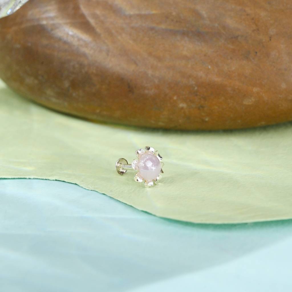Silver Flowy Circular Lilac Nose Pin : KNP183