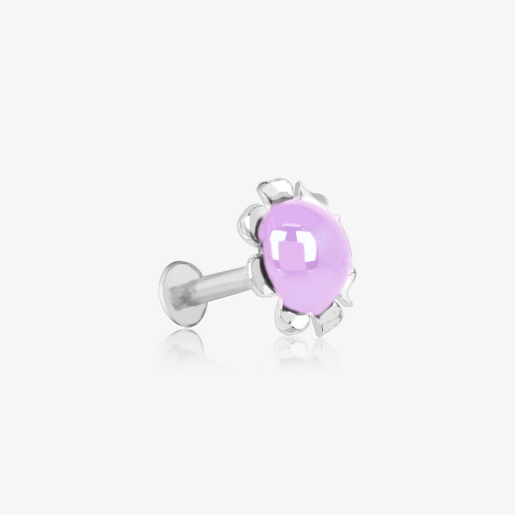 Silver Flowy Circular Lilac Nose Pin : KNP183