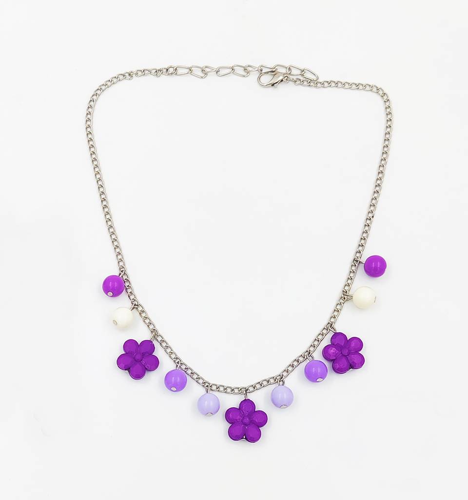 Lilac Beaded Necklace, Bracelet & Hair Clips Set -  Lilac, Purple : LM2080