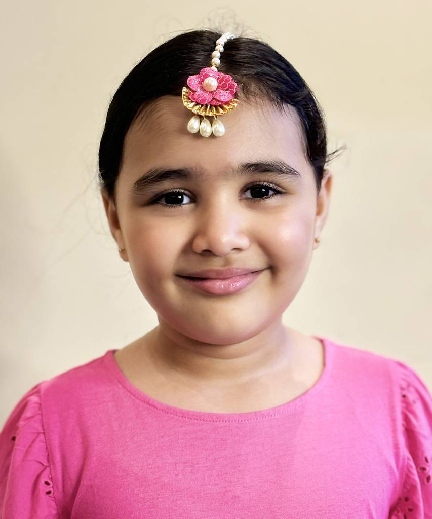 Set Of 2 Floral Gota & Meenakari Maang Teekas- Light Green, Magenta, Gold : LM2178