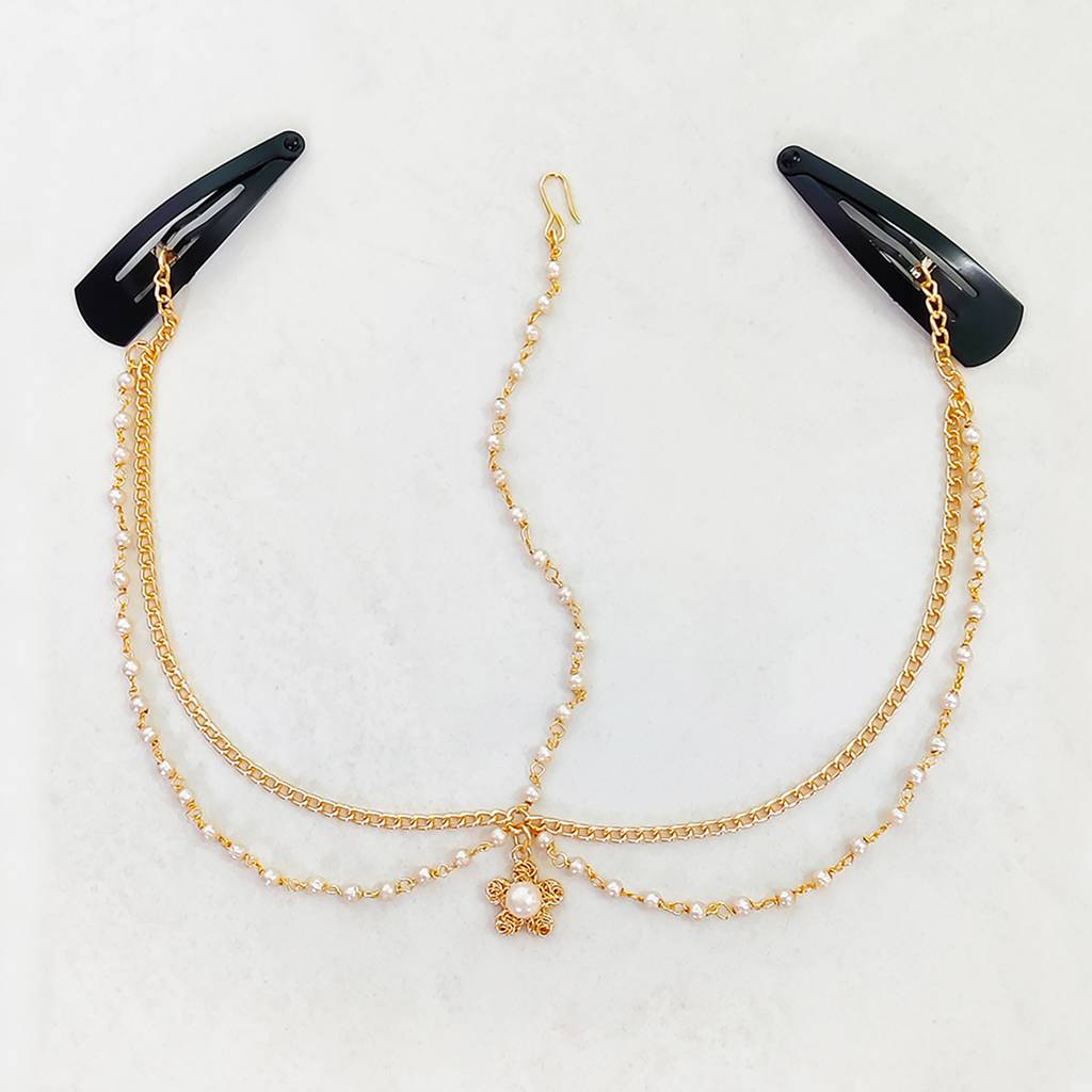 Flower & Pearl Headchain- Golden : LM2189