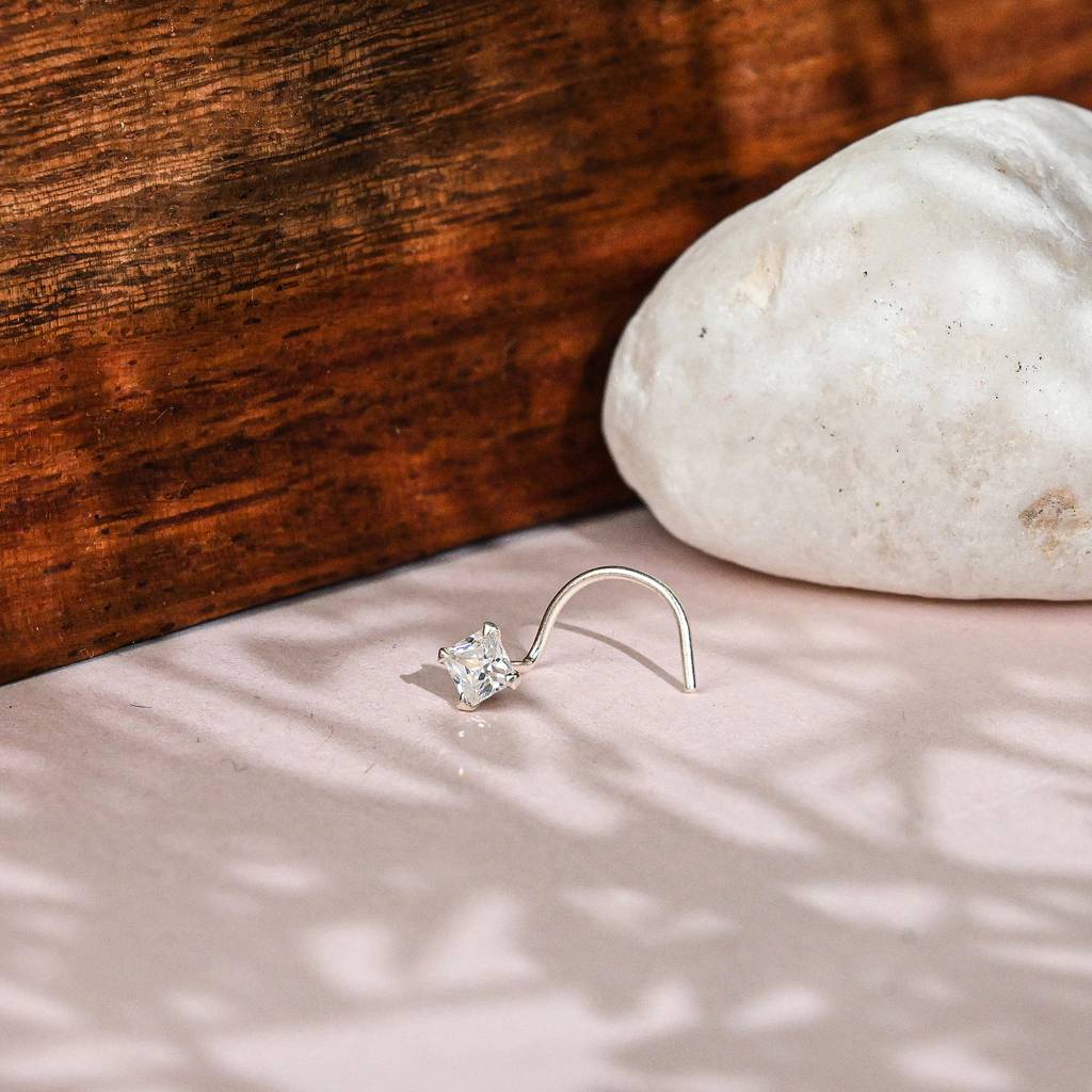 Silver Tiny Stone Nose Pin : ONP246