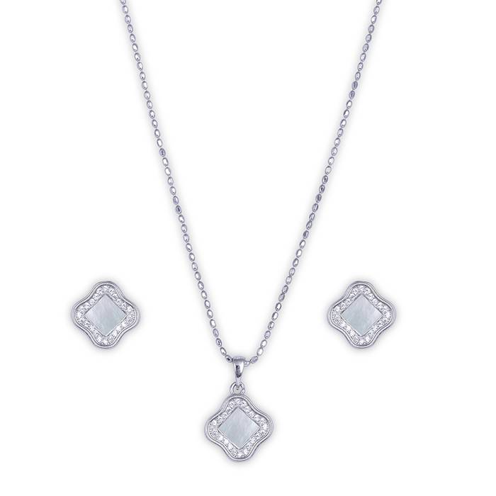Aztec Zirconia Silver Pendant Set : DPS54