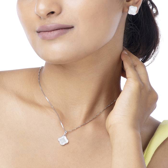 Aztec Zirconia Silver Pendant Set : DPS54