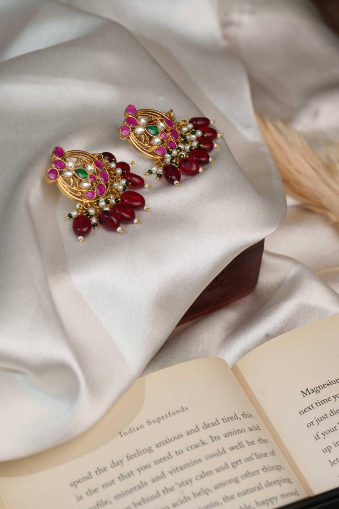 Sica Multicoloured Kundan Embellished Earrings : AN-351