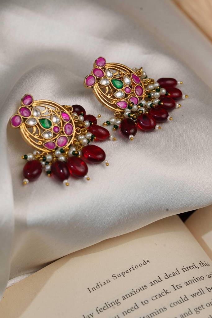 Sica Multicoloured Kundan Embellished Earrings : AN-351