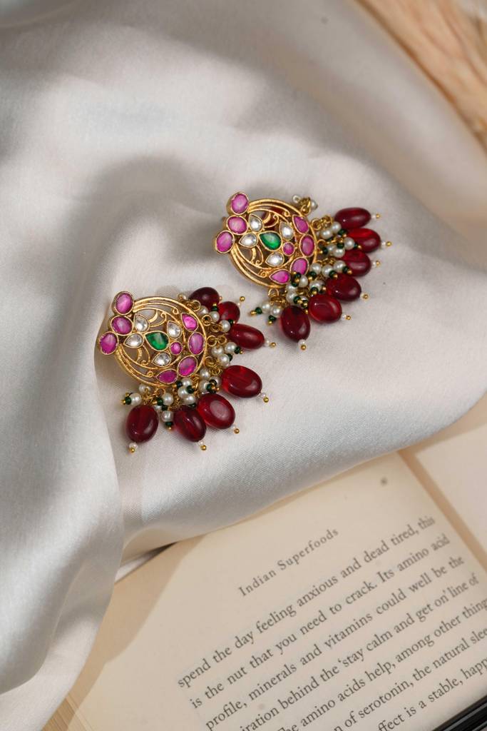 Sica Multicoloured Kundan Embellished Earrings : AN-351