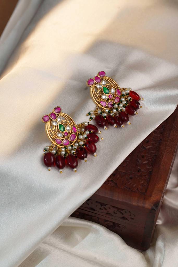 Sica Multicoloured Kundan Embellished Earrings : AN-351