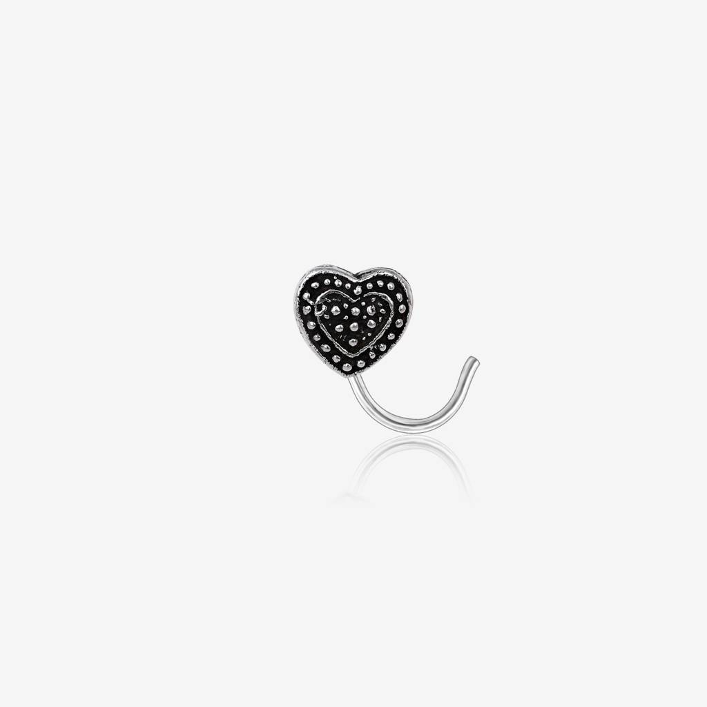 Oxidized Heart Nose Pin : VNP307