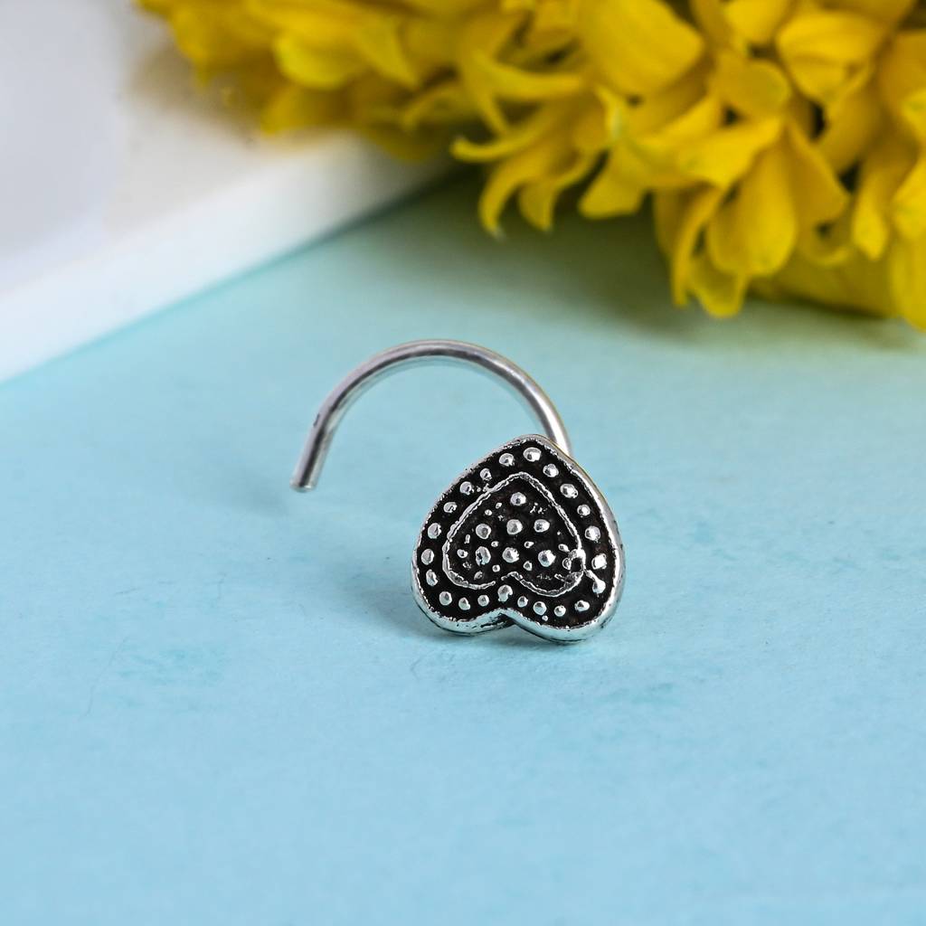 Oxidized Heart Nose Pin : VNP307