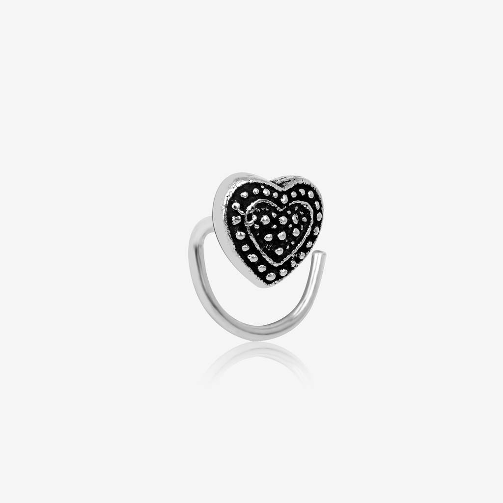 Oxidized Heart Nose Pin : VNP307