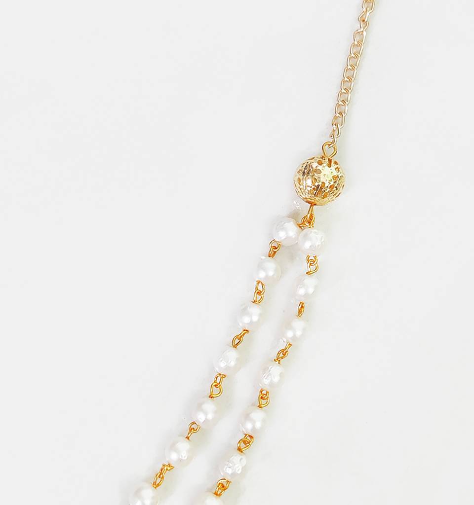 Pearl Layer Necklace- Golden, Off White : WC03