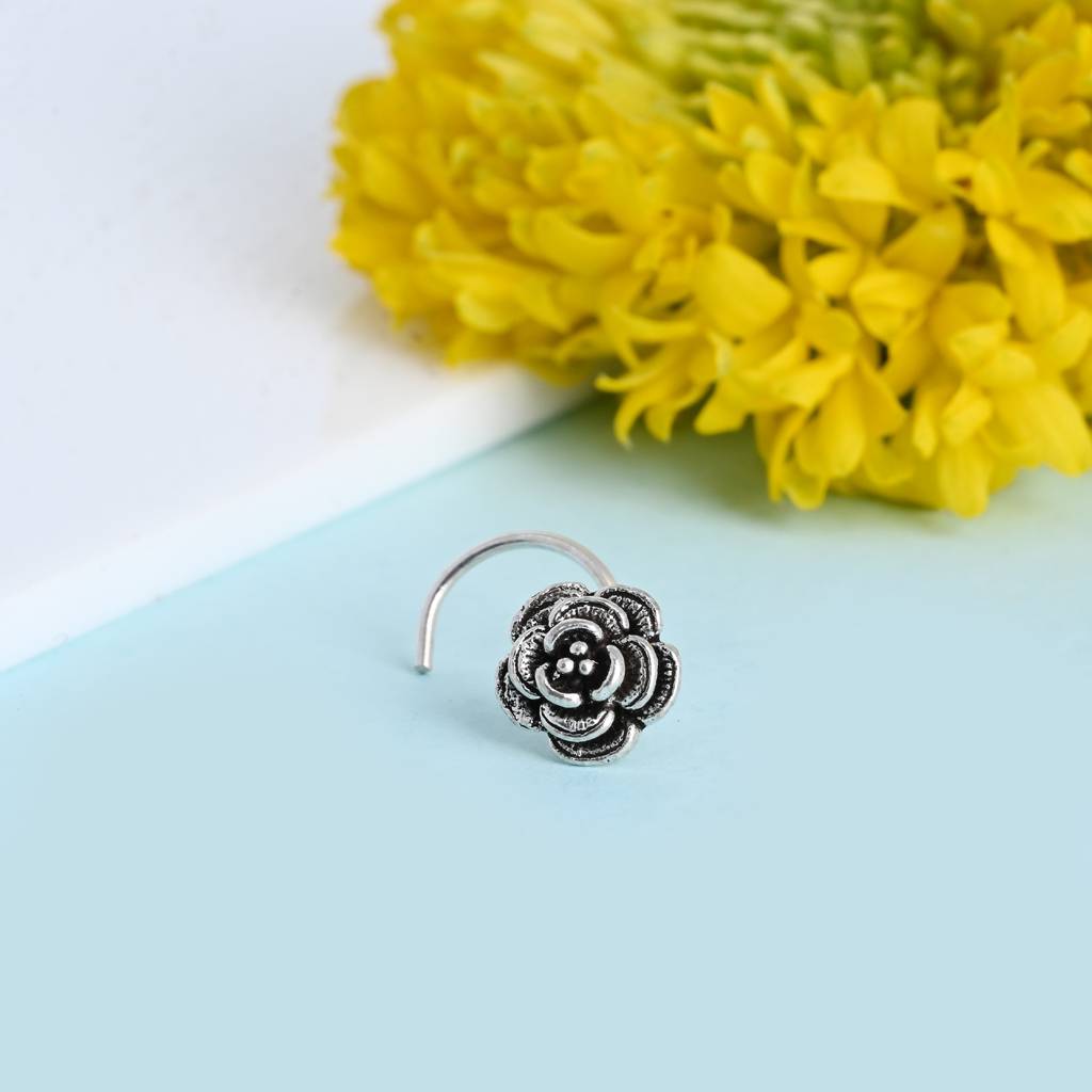 Oxidized Rose Nose Pin : WNP311
