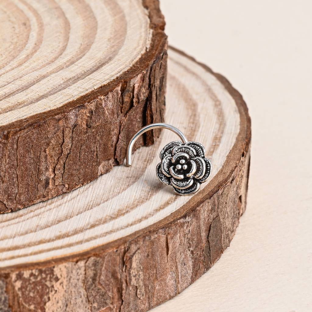 Oxidized Rose Nose Pin : WNP311