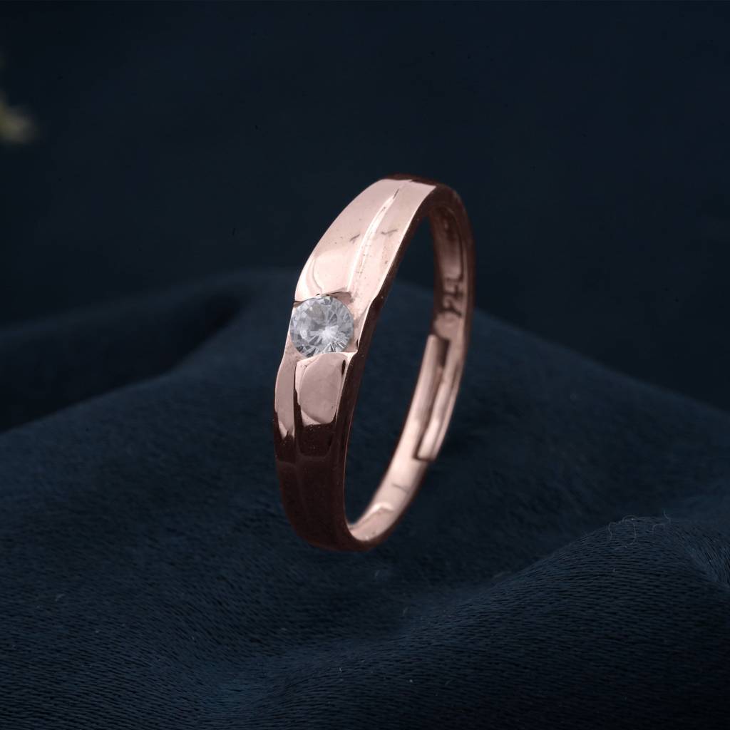 Rose Gold Classic Solitaire Women'S Ring : ZLCPLR-1002-WR