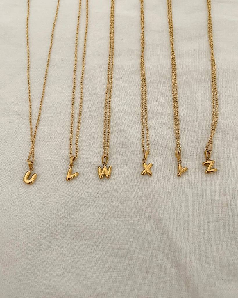 18K Gold Plated Initial Necklace, Alphabet A To Z : N63N