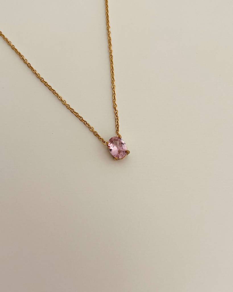 18K Gold Plated Oval Stone Necklace, Willow : N85B